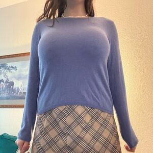 Charter Club 100% Cashmere Periwinkle Blue Soft Lavender Sweater Top chic gift